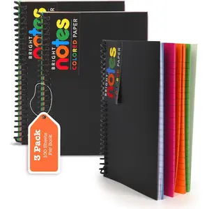 Spiral Notebook, 5x7 Inch Notebooks - Wirebound College Ruled Note Books, Bright Neon Colored Lined Paper, Perforated Notepad Memo Books - Durable Poly Cover, Journaling Notebook - 100 Sheets - 3 Pack