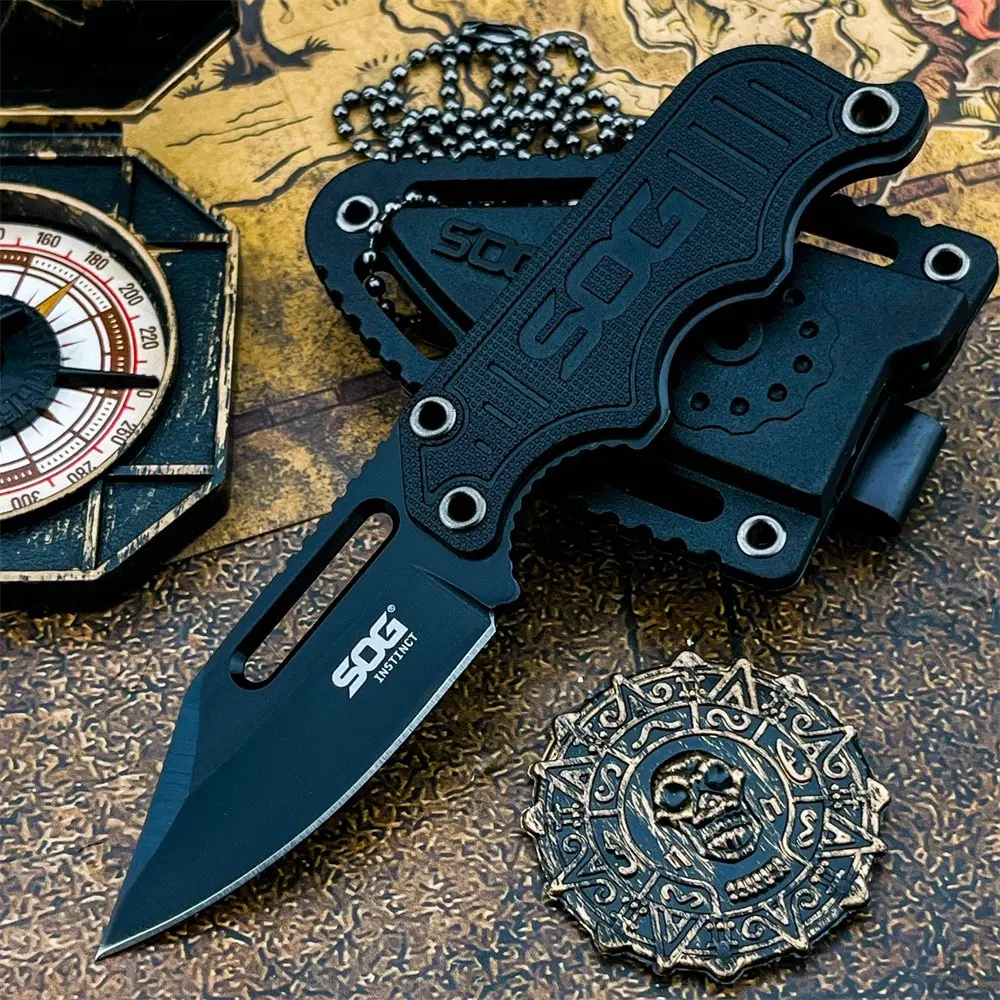 Compact Portable Outdoor Straight Knife with Sheath, 5Cr15MoV Steel Blade, Nylon Fiber Handle, Outdoor Camping Knives, Pocket Tool for Outdoor Camping and Fishing, Pocket Knife for Hiking, Camping Gear