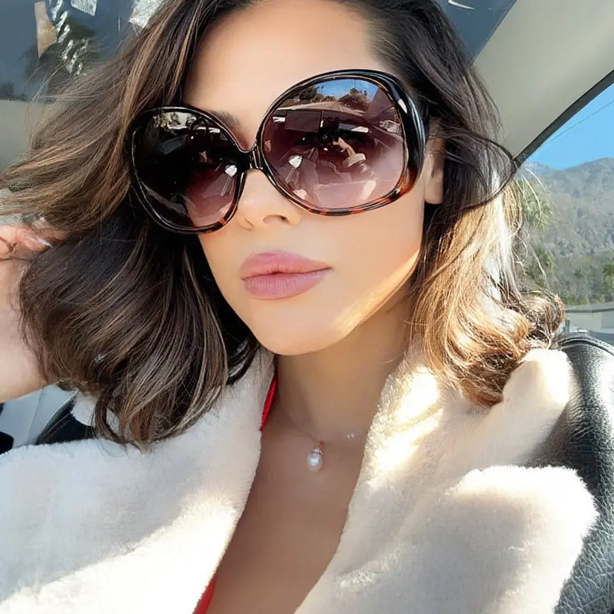 SHADZ Women's XXL Oversized Round Dark Plastic Sunglasses, Bold Design, UV Protection, Half Face Full Coverage, Tinted Lens, Modern Fashion Glasses for Female
