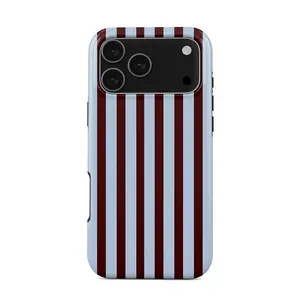 Sky Blue Striped Phone Case – Offline Mood, Old Money Vibe – for Phone 17 / 17 Air / 17 Promax Smartphone Cellphone