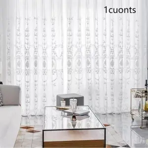 Embroidered Lace Curtain, 1 Count Exquisite Elegant Window Screen, Home Decorative Curtain for Living Room Bedroom Study Room