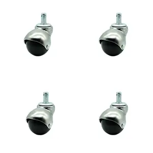 Service Caster SCC-GR01S20-POS-BC-716-4 2 in. Swivel Ball Caster Wheels for Furniture Bright Chrome Hooded Stem Casters with 0.43 in. Grip Ring Stem - Set of 4