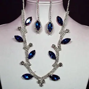 Blue 2-Piece Jewelry Set, Dainty Necklace and Matching Earrings for Women