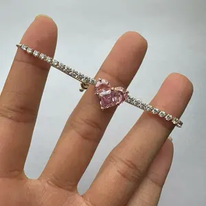 Sweet Heart Shape Bow Knot Key Copper Plating Inlay Zircon Bracelets