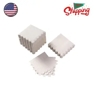 100 Pack Cocktail Napkin 2-Ply Scalloped Edged Dessert Napkins Folded 5 x 5 Inches White