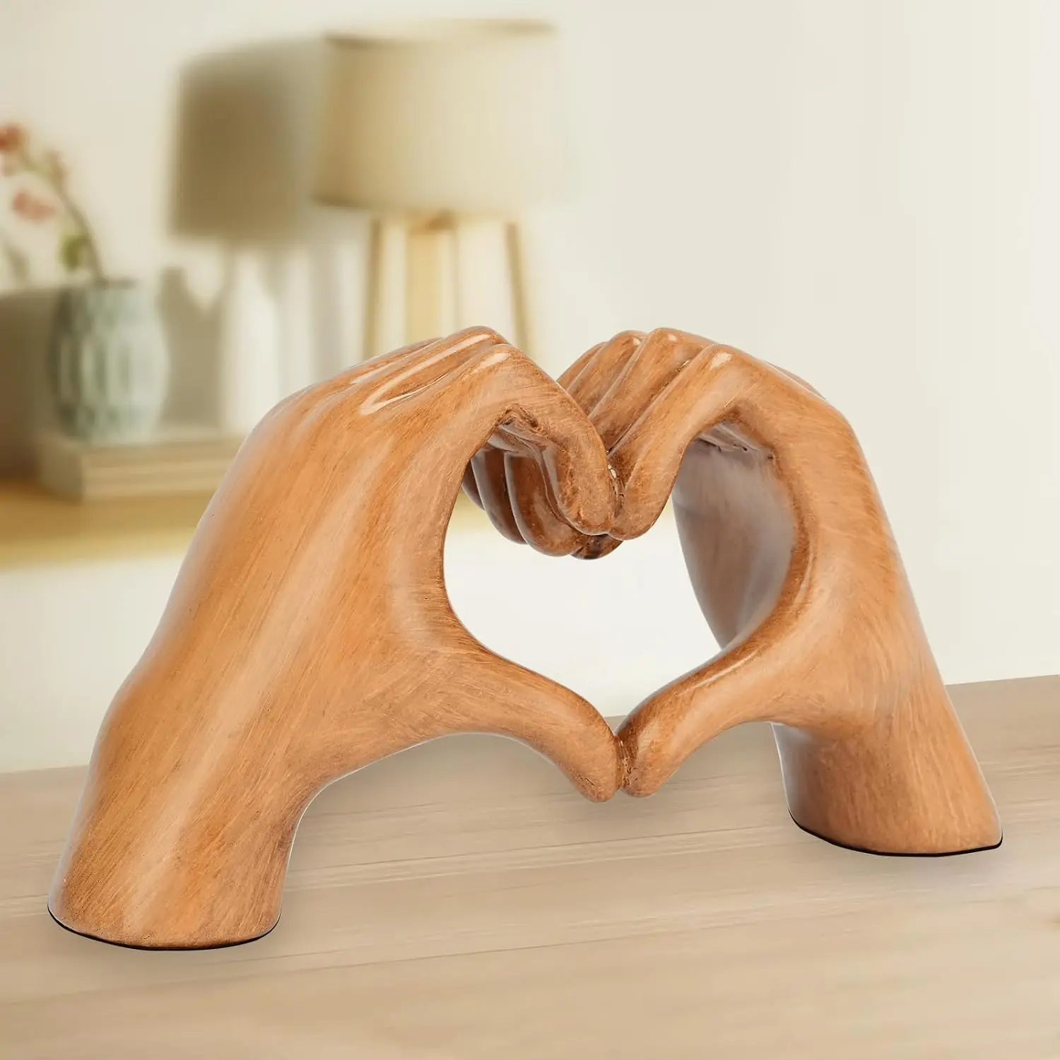 Heart Hands Sculpture Gold Resin Home Decor Heart Decorations Modern Love Finger Statue for Living Room, Shelf Table Vanity Entryway DéCor