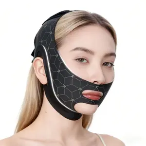 Double chin reducer adjustable facial shaping belt, facial lifting belt, mandibular shaping machine, reusable chin belt for men and women, V-shaped facial lifting mask, black, Face Lifting Device, Facial Beauty Instrument