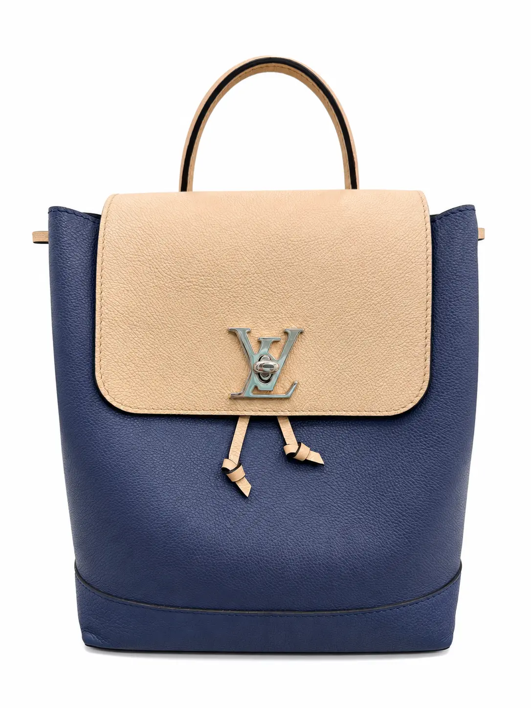 Pre-owned Louis Vuitton Calfskin Backpacks Blue Backpack Bag Beige Lockme Backpack 10382300