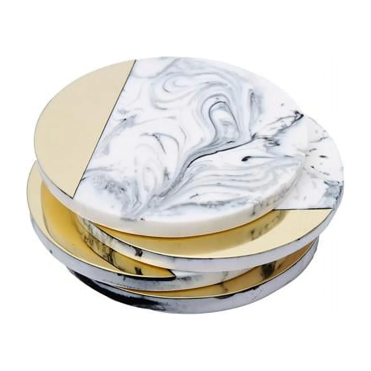 Classic Touch MC1030 Marble-Shaded Wine Coasters, Tableware Set of 4