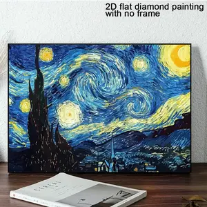 1 count oil painting style 20 * 30cm/7.87 * 11.8inch diamond painting, frameless with tool kit, all artificial diamond painting, Van Gogh Starry Night pattern diamond art digital painting kit, handmade home decoration mural, sparkling wall decoration