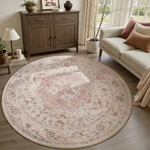 Amoami Vintage Area Rug, Machine Washable Soft Carpet with Non Slip TPR Backing, Lightweight Easy Clean Indoor Rug for Living Room, Bedroom, Entryway Home Decor