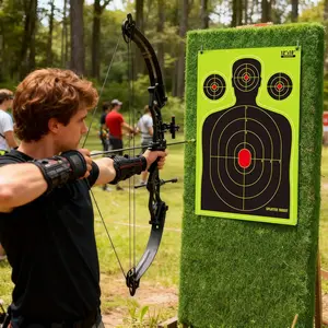 10 Pcs 12"x18" Human Silhouette Reactive Targets High Visibility Fluorescent Splatter Coating on Adhesive Paper for Pistol and Rifle Practice