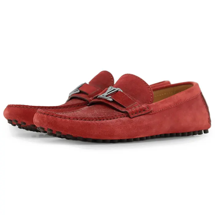 Pre-owned Louis Vuitton Suede Small Leather Goods Monte Carlo Driving Loafers