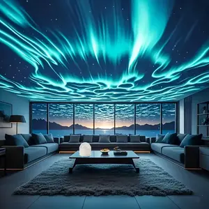 Holiday Goodies, Northern Lights Ocean Vibe Projector Light, Gradual Rotating Flame Water Lamp, Night Light with Remote Control for Office Bar Restaurant Underwater Projector Light