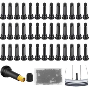 40Pack Tubeless Car Tire Valves - TR414 Snap-In Rubber Valve Stems with Aluminum Caps for Cars, Motorcycles & Bicycles - Home Improvement.