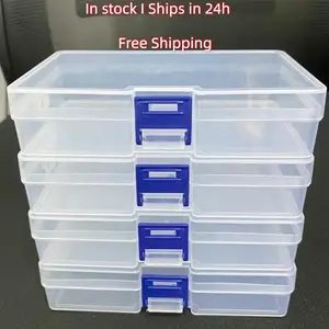 4-Piece Multi-Functional Transparent Storage Boxes, Space-Saving Solution for Jewelry, Crafts, Office Supplies, Stackable Design, Easy to Use