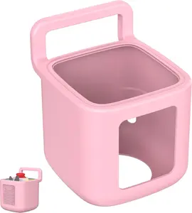 Silicone Protective Cover for Toniebox 2 Audio Player, Shockproof Anti Slip Silicone Case with Handle, Soft Easy Grip Cover, Easy to Clean Durable Sleeve (Pink)