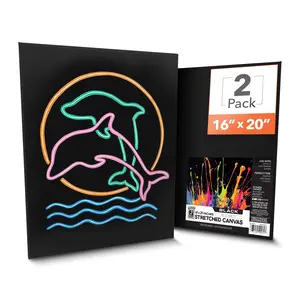 ArtSkills 16x20 Black Stretched Canvas for Painting - 2 Pack