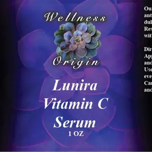 Wellness Origin Lunira Vit C Serum 1 oz - Brightening Anti-Aging Face Serum with Vitamin C Hyaluronic Acid & Green Tea for All Skin Types - Daily