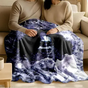 1 piece Frozen Magical Queen Image themed flannel blanket - Oversized comfortable flannel sofa blanket, suitable for beds and sofas, modern geometric pattern design, all-season use, digital printing, 100% polyester material, machine washable