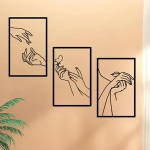 Resama Nail Room Wall Decor Nail Salon Wall Art and Accessories, Black Metal Space Decortions for Hand Body Care Store, Bathroon Bedroom Living Room Kitchen Wall Hanging Sculptures Indoor and Outdoor