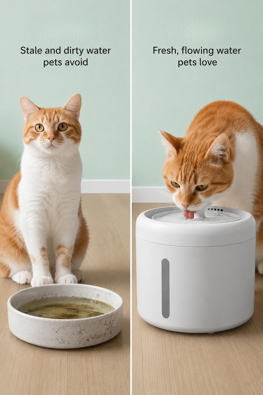 Smart Pet Water Fountain, 2L Circulating Flowing Water Dispenser with 4-Stage RAM Filtration, Silent Pump, Stainless Steel Tray, Spill-Proof Bowl, Hydration Boost Pet Feeding Accessory for Cats & Dogs