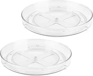 [USA Stock] - Clear Lazy Organizer (Pack of 2) 9 Inch Turntable for Kitchen, Pantry, Fridge, Bathroom, and Vanity Countertops, Acrylic Rotating Organizer