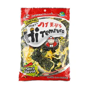 Tao Kae Noi Tempura Seaweed Snacks - Spicy Flavor, Crispy Korean Style Nori Chips, 36g - Popular Korean Snack Food