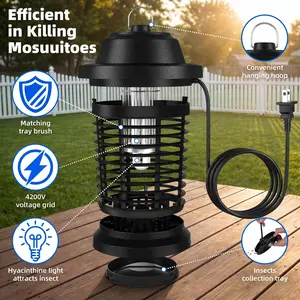 Electric Bug Zapper Outdoor Indoor, 9W UV Mosquito Killer Lamp, 900V-1000V High Voltage Insect Trap, Replaceable Bulb, ABS Fireproof Housing, Removable Tray