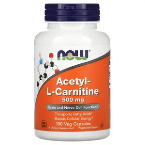 NOW Foods Acetyl-L-Carnitine, 500 mg, 100 Veg Capsules