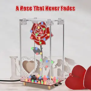 DIY Rose Soldering Kit, LED Flower Soldering Project Kit with Acrylic Case, Flashing Lights, Built-in Musics Electronics Project, Valentine's Day Present Choice for Girlfriend, Wife, Teens