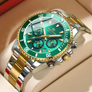 Multifutional Mens Quartz Watch Luxury Water Night Glow Business Ste Diver Series Stainless Steel Leisure Fashion Wristwatch
