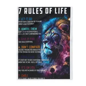 7 Rules of Life Lion Artwork Arctic Fleece Blanket | Inspirational Quote Blanket