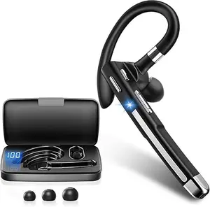 Headphones Wireless Bluetooth 6.1 Headset with CVC8.0 Dual Microphone 100 Hours Playtime In-Ear Headphones 1.5 Hours Quick Charge LED Charging Box Two Device Connection Earphones for Driving/Business