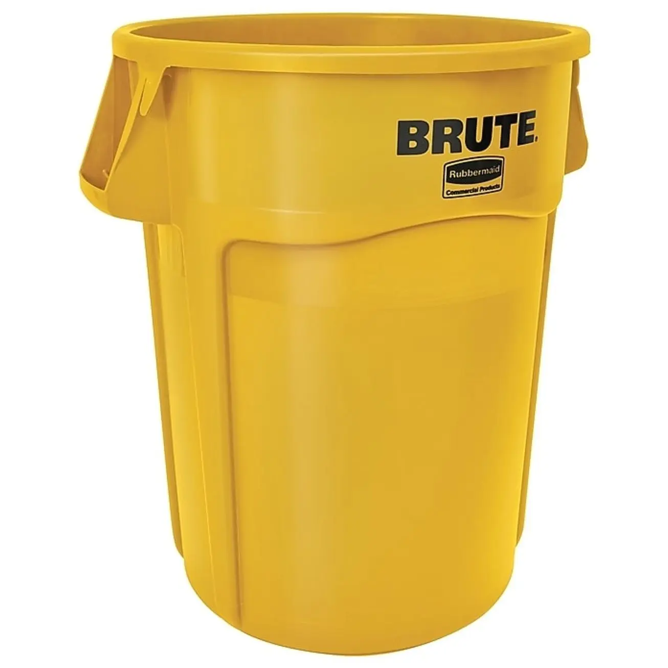 Rubbermaid Round Brute Trash Can Container w/Venting Channels, Yellow, 44 gallon
