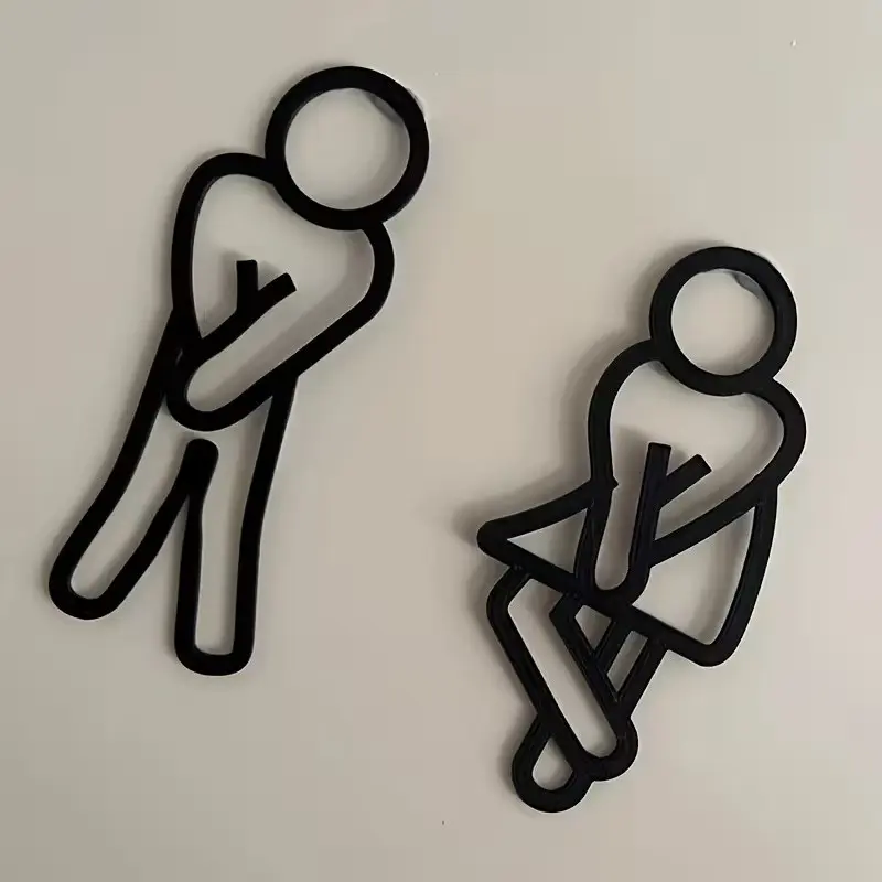 Set of 2 Captivating Restroom Signs, Signage, Men's and Women's Toilet Indicators, Decorative Bathroom Door Decor Elements, Perfect for Restaurants, Hotels, Cafes, Restroom Signs For Business