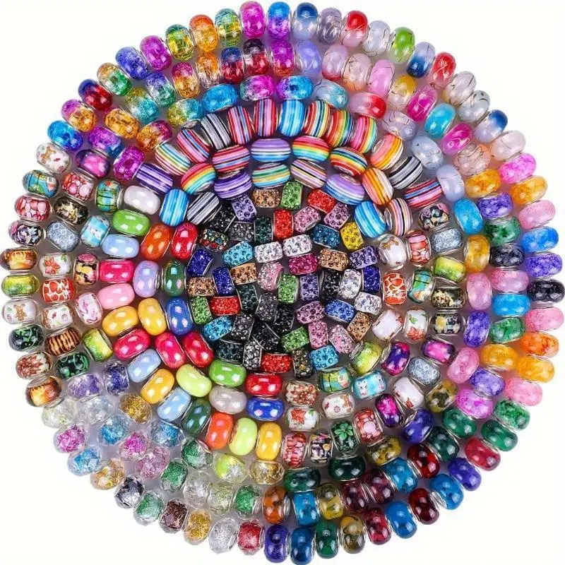 200 Pieces Colorful Fairy Wand Rhinestone Beads - Large Hole Spacer Jewelry, Suitable for DIY Jewelry, Bracelet and Necklace Handmade Materials, Handmade Beading Craft Materials, Mixed Colors, Suitable for Winter, New Year