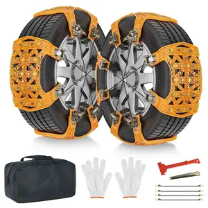 Orange Color Only Enhanced TPU Snow Traction Devices 8 Set, Tire Traction for Automobiles/Suvs/Pickup Vehicles, Safety Chains, Suitable for Tire Widths 165-275Mm, Setup & Long-Lasting