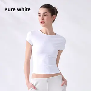 2026 new sports nude waist slim short-sleeved breathable yoga clothes T-shirt running fitness top women