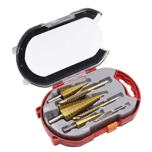 6Pcs Titanium Coated Drill Bit Set, Including 3 Sizes of Step Drill Bit and 3 Sizes of Serrated Twist Drill Bit for Metal Wood Hole Drilling outdoorfun