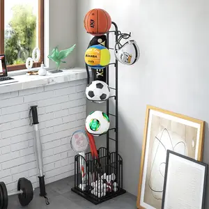Ball Storage Rack Stand, Detachable Vertical Display Shelf for Basketball, Football, Volleyball, Baseball, Indoor Sports Equipment Organizer