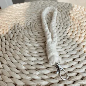 Boho Macrame Wristlet, Macrame Keychain, Ivory Cotton Macrame Keychain, Boho Wristlet, Trendy Accessories For Her, So Blooming Company