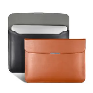 Premium PU Leather Laptop Sleeve Bag for MacBook Pro 13" 14" 15" 16", Ultra-Thin Portable Notebook Sleeve with Magnetic Flap, Anti-Scratch Shockproof Protective Case Cover, Compatible with Apple MacBook Air/Pro M1/M2/M3 Series