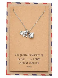 Quan Jewelry Cooking Jewelry, Measuring Spoons Kitchen Tools, Gifts for Mom, Gifts for Chef, Bakers, Bakery Fashion Pendant Necklace, 16-18 inches Adjustable