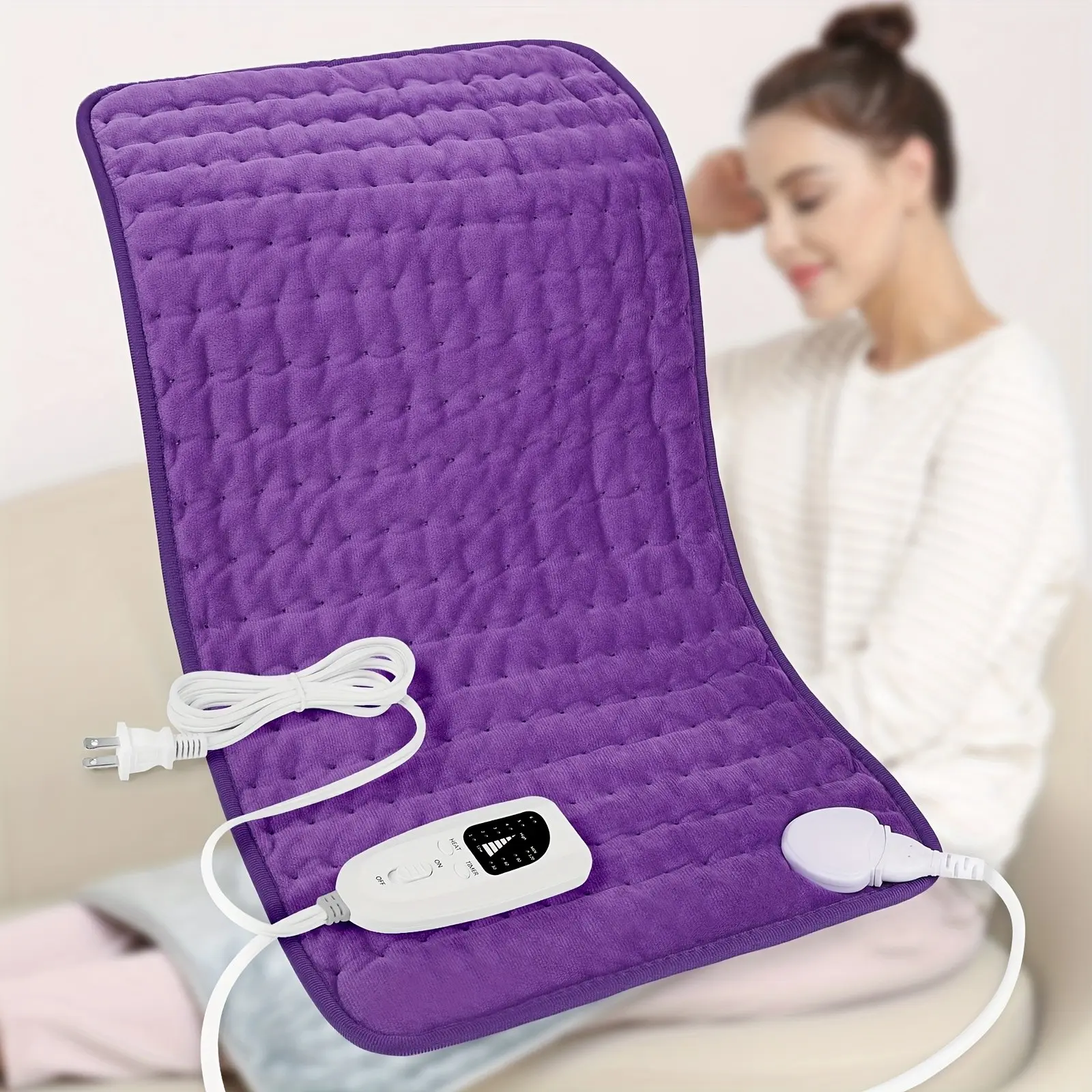 Extra Large Heating Pad - Back, Neck, Shoulders, Arms, Abdomen, Quickly Heated To 140 ° F, Portable, 6 Heating Settings, Automatic Off, 24 "x 12", Wet/dry Options, Machine Washable, Knee And Leg Heating, Gifts For Parents, Christmas Gifts