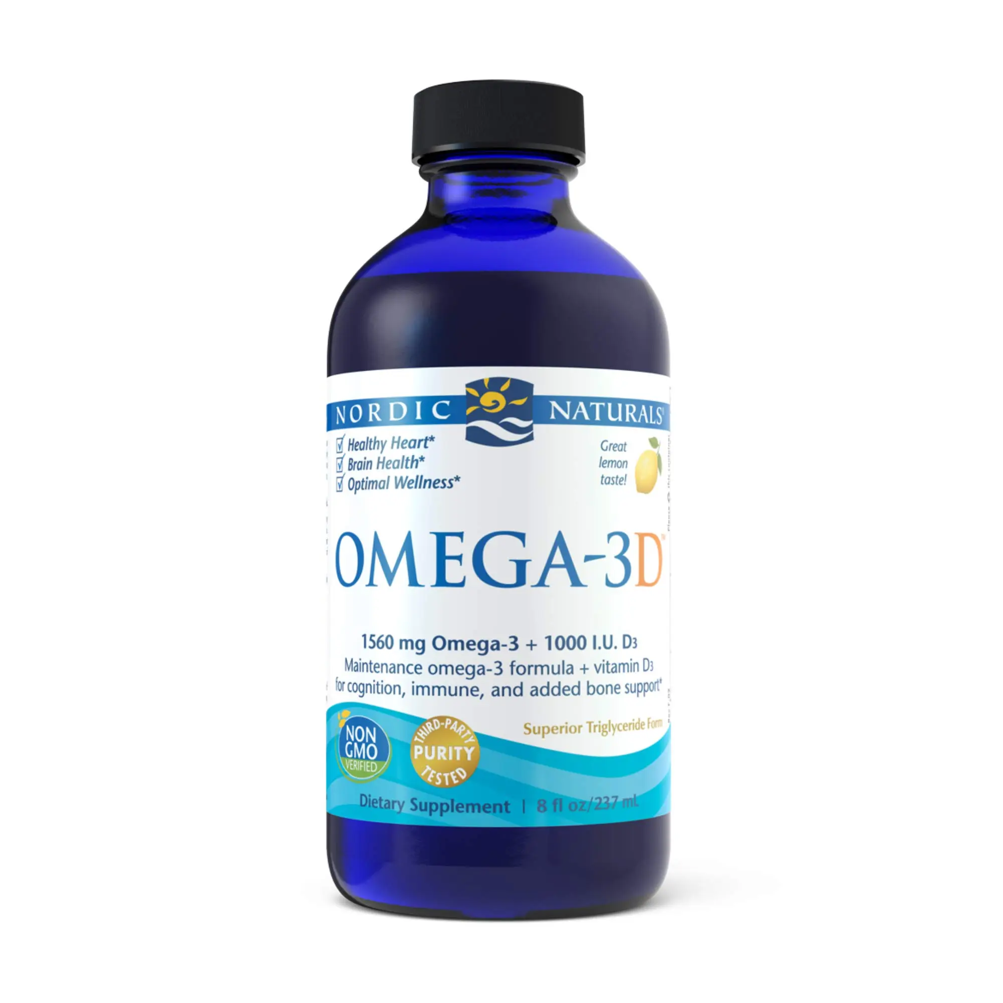 Nordic Naturals Omega-3D Liquid Vitamin Supplement, 8-oz Bottle, Health & Nutrition Wellness Support