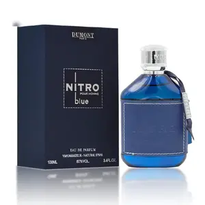 Dumont Nitro Blue 3.4 Fl Oz Eau De Parfum for Men – Fresh Aquatic Floral Woody Fragrance – Luxurious Long Lasting Scent
