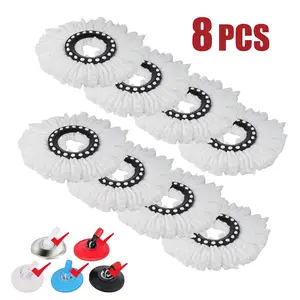 8 Pack Mop Replacement Head，Microfiber Spin Mop Refill Easy Cleaning Mop Head Replacement for Floor Cleaning Deep Cleaning