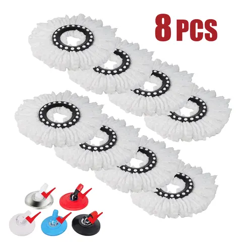 8 Microfiber Mop Refills - Spin Mop Replacements, Water-Absorbent, Deep-Cleaning Power, Universal Fit, Convenient Replacement, Easy to Use for Hard Floor Maintenance