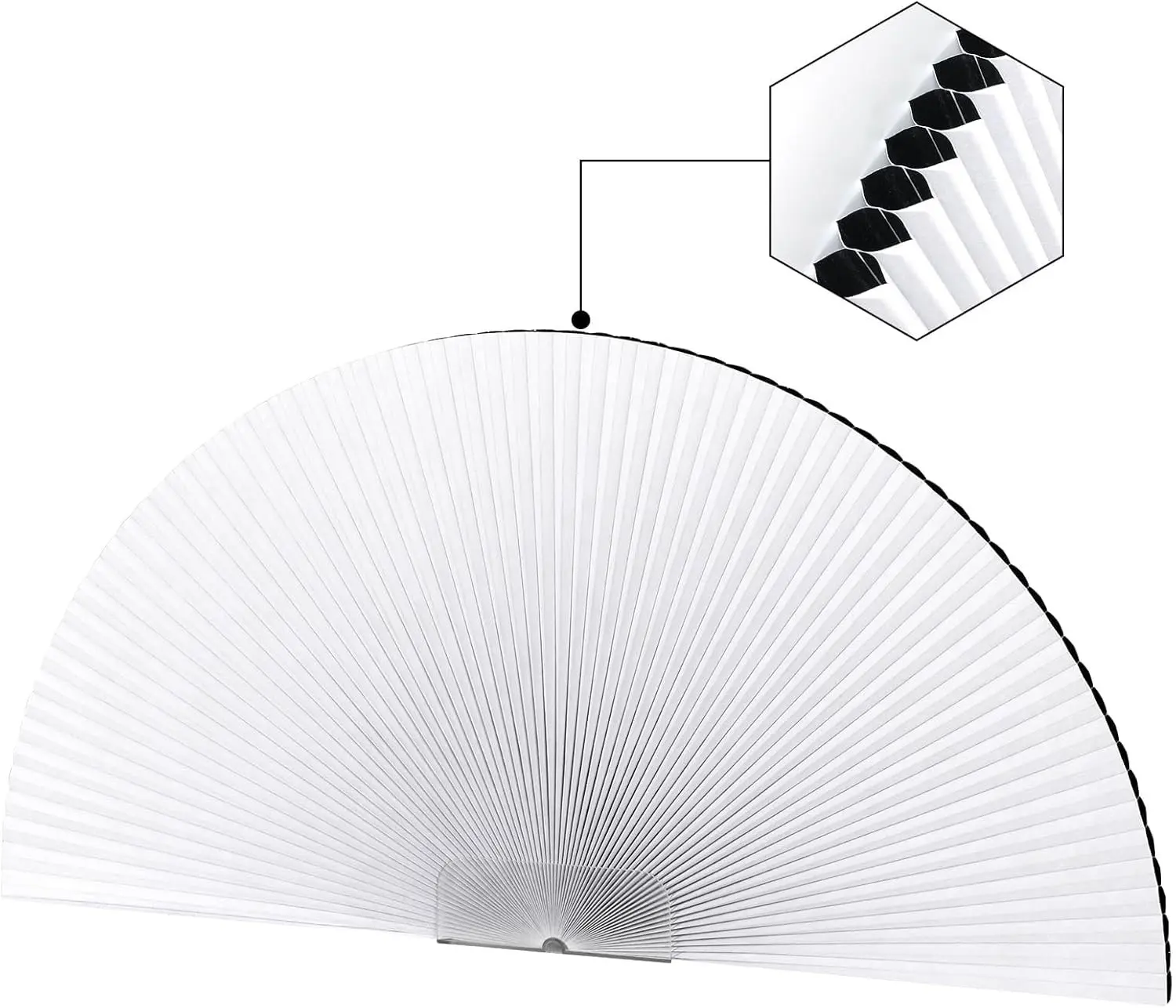 Arch Window Shades Blackout Half Circle Cellular Shades, Pleated Blinds Half Moon Window Shades for Semi Circle Windows, Easy Cut and Install, (Radius: 36", White)